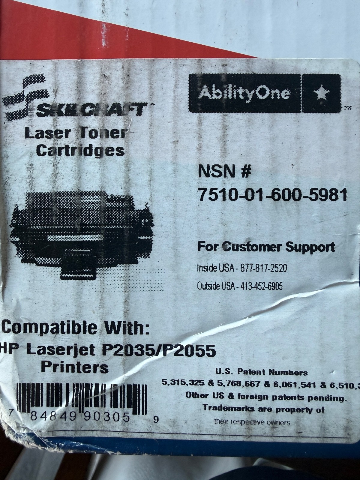 Skilcraft laser toner, color black. Compatible with HP Laserjet P2035/P2055