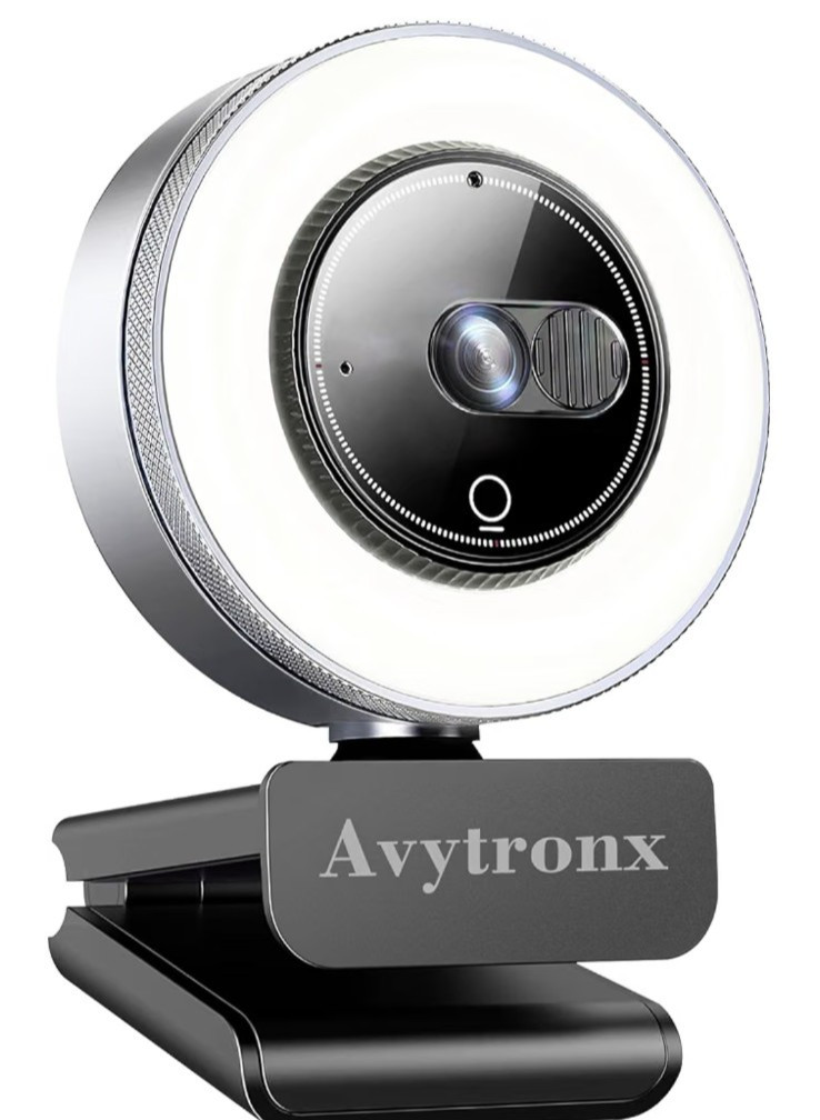 Avytronx 2K Webcam with Ring Light Microphone PC Laptop Mac Streaming Video Cam