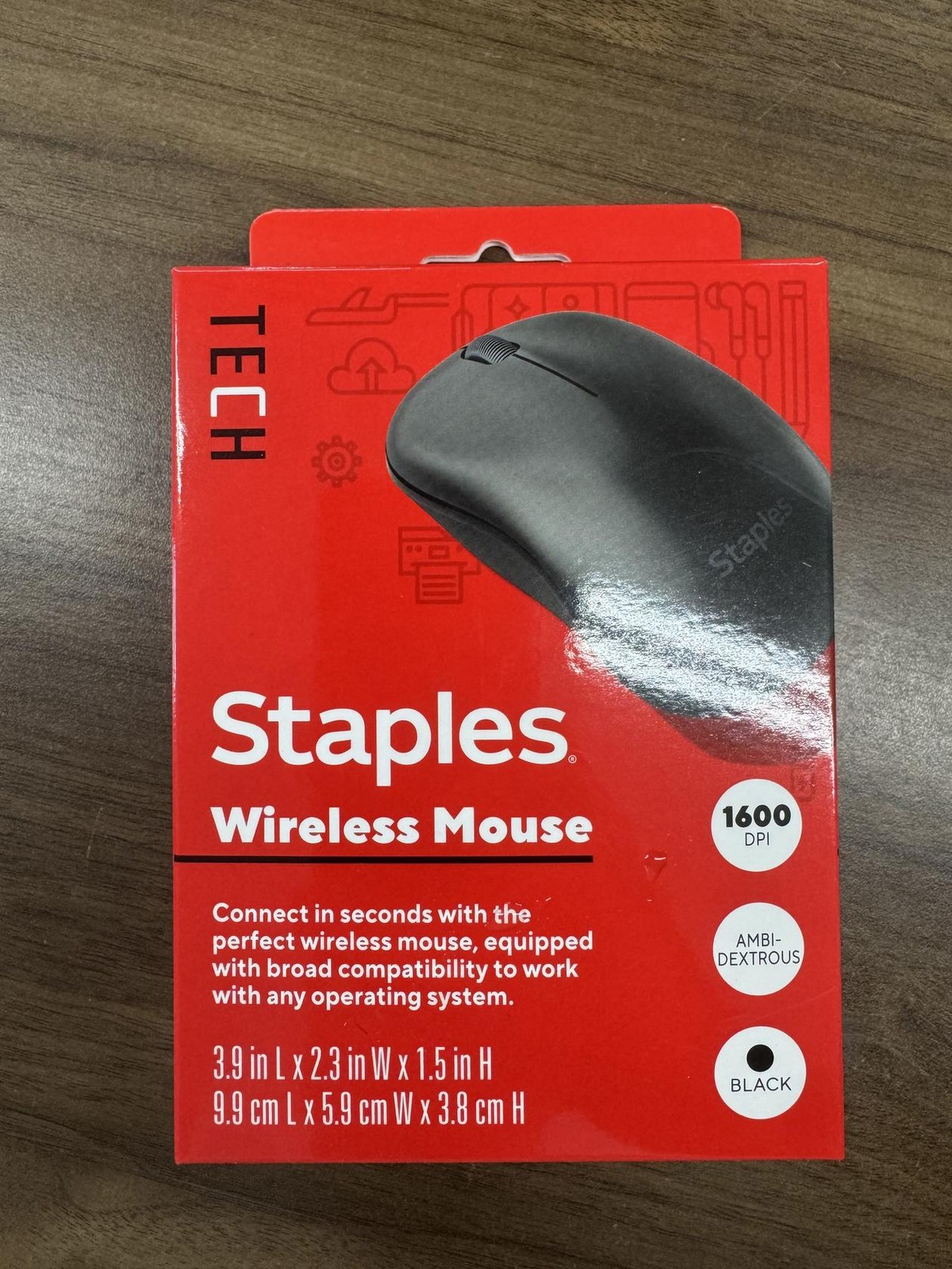 NEW Staples Wireless MOUSE Optical USB  BLACK