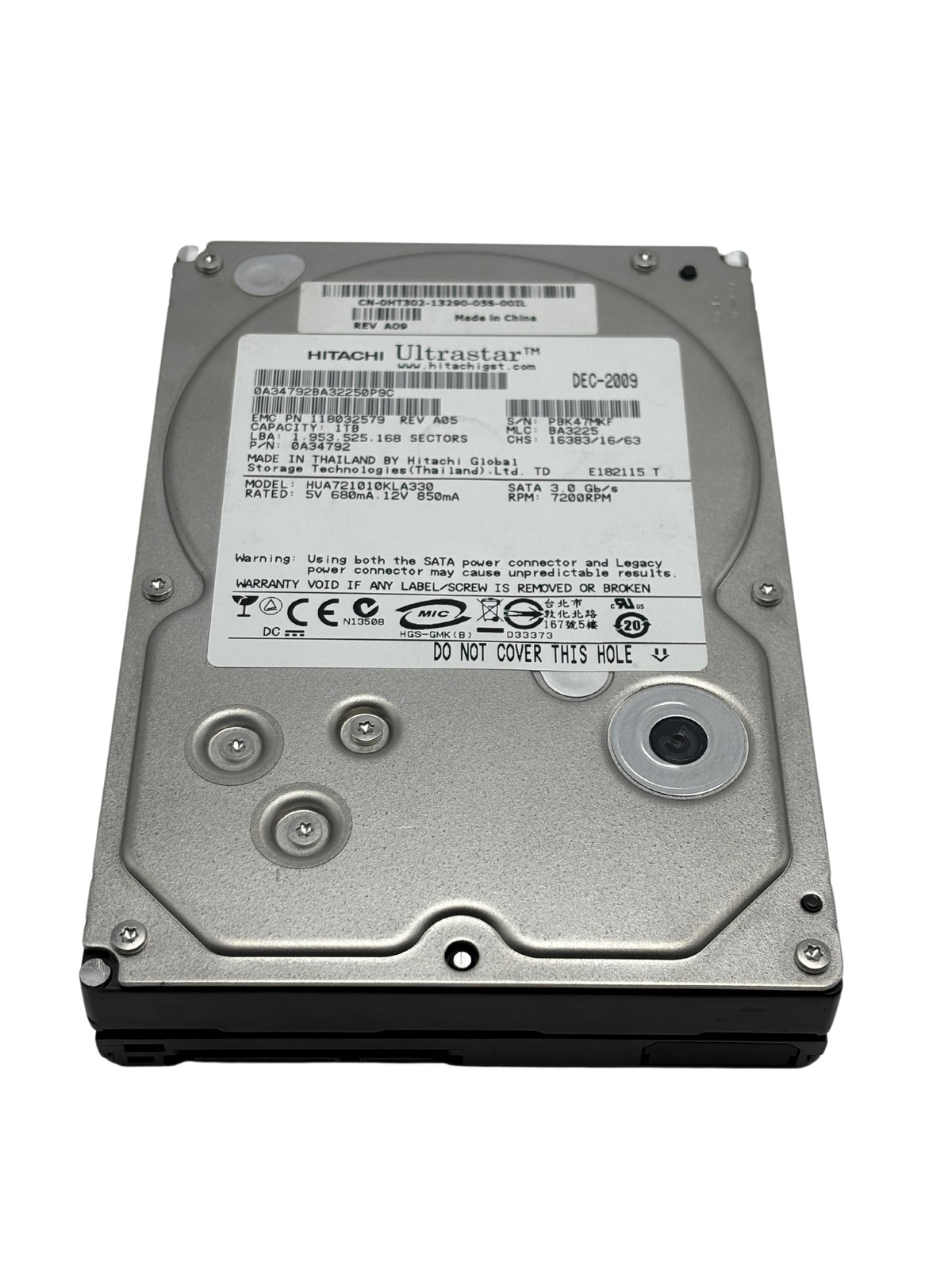 Dell HT302 1TB SATA-II 3.5" 7200RPM Hard Drive 0A34792 118032579 HUA721010KLA330