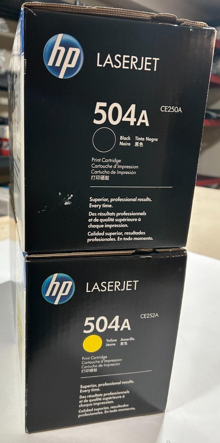 Lot of (2) HP 504A  Yellow & Black | New Sealed Genuine OEM Original