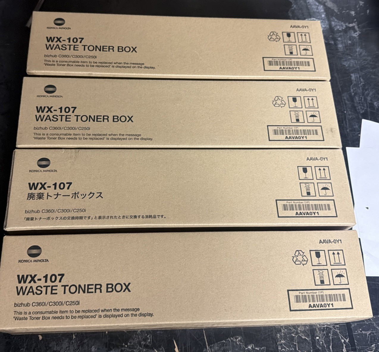Lot of 4 Konica Minolta WX-107 AAVA0Y1 Waste Toner Box bizhub C250i  C360i C450i