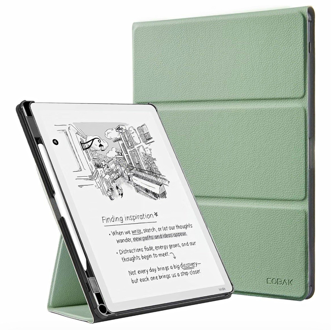 CoBak Leather Folding Folio Case Stand Pen Holder 11" Kindle Scribe 2025 Green