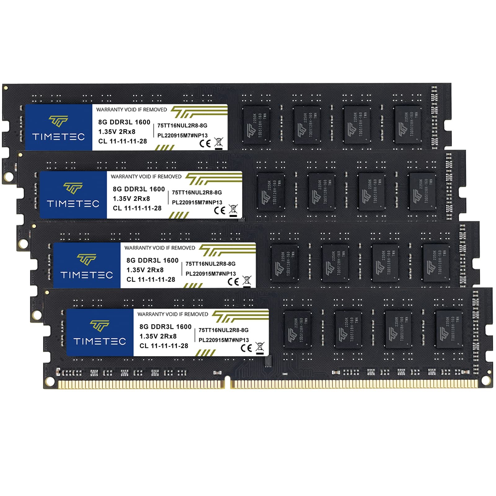 32GB Kit 4x8GB DDR3L DDR3 1600MHz PC3L–12800 Non ECC UDIMM 240 Pin Desktop RAM