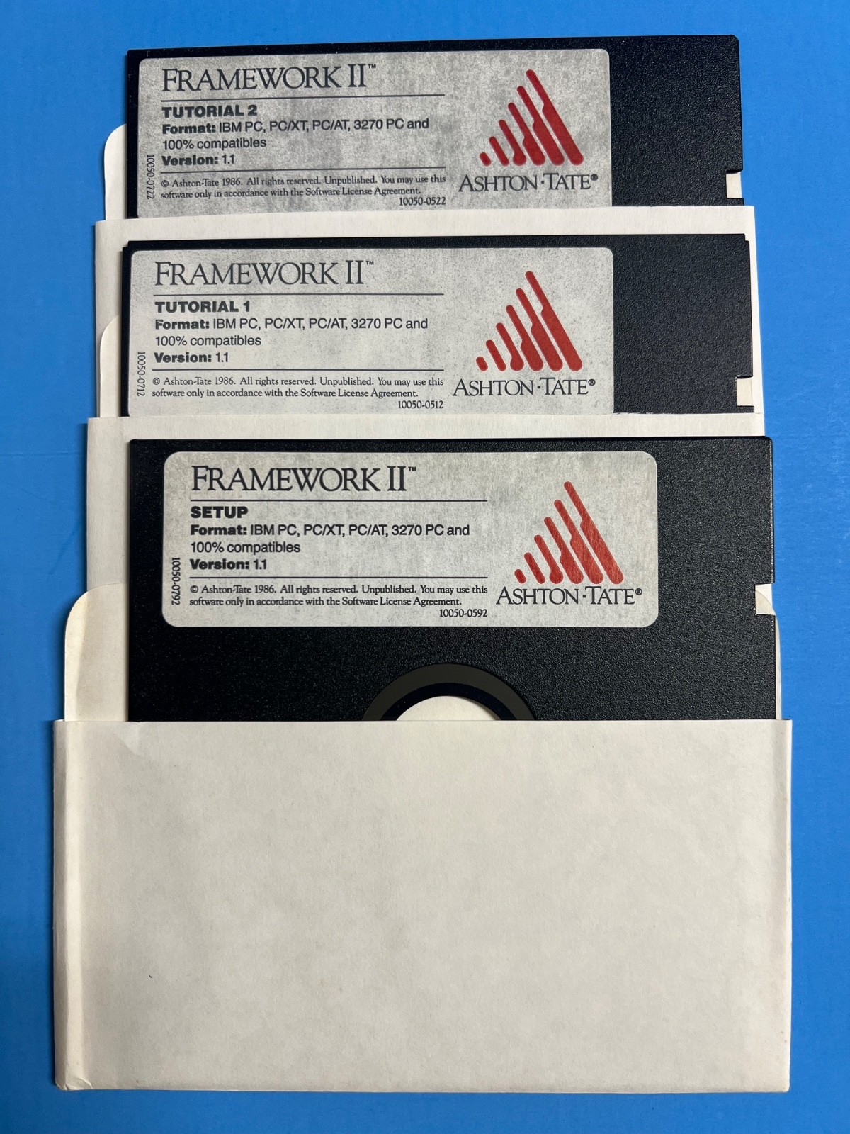 Framework II / Ashton Tate 3 Disk Set 5.25" Floppy Disks / Software PC