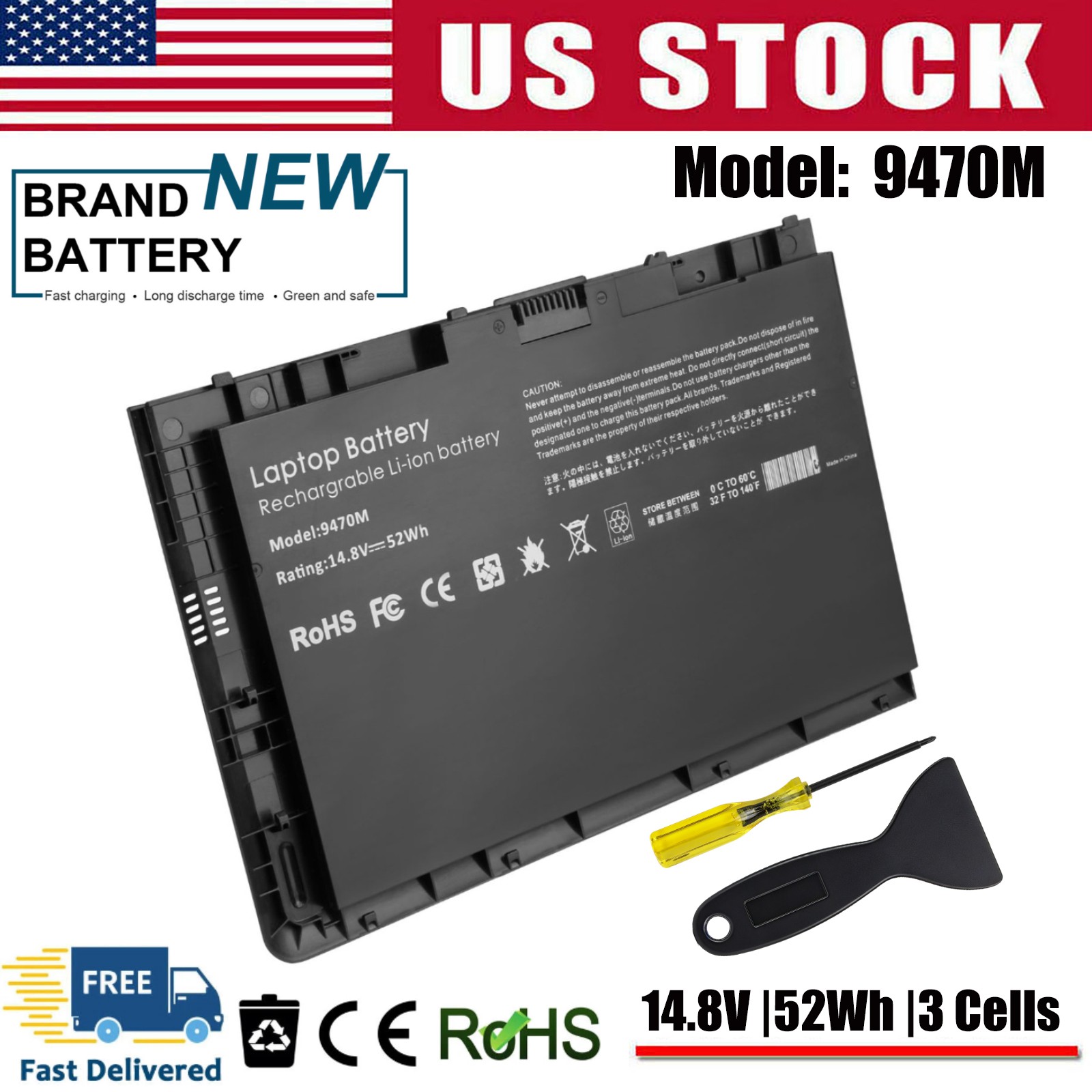 BA06XL for HP EliteBook Folio 9470m Laptop Battery 52Wh 687945-001 BT04XL BT04