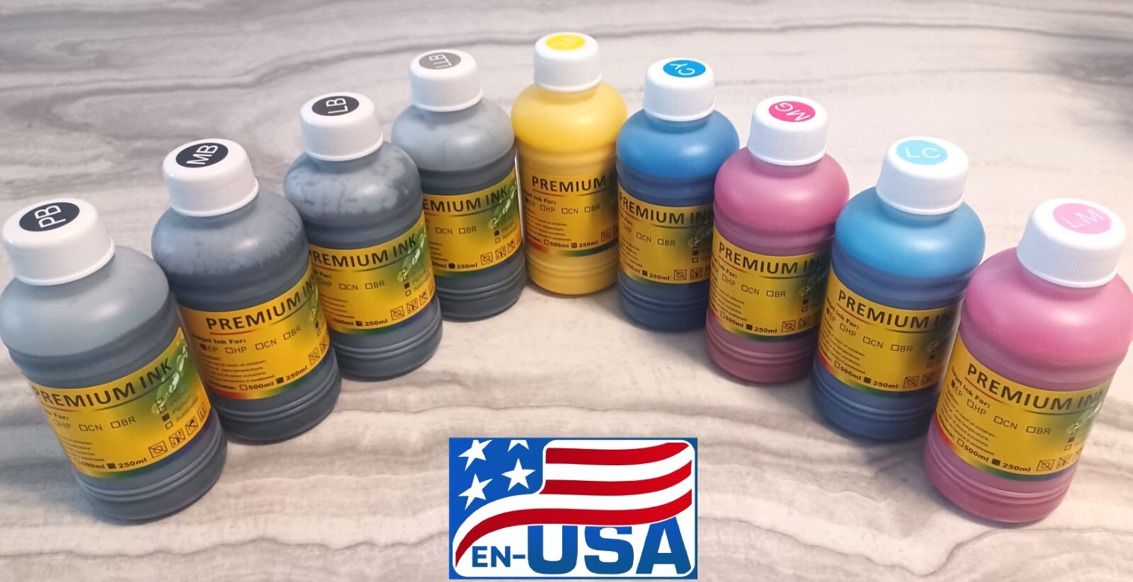 9x 250 Pigment UltraChrome K3 Bulk Refill Ink for Epson Compatible Pro 7800 9800
