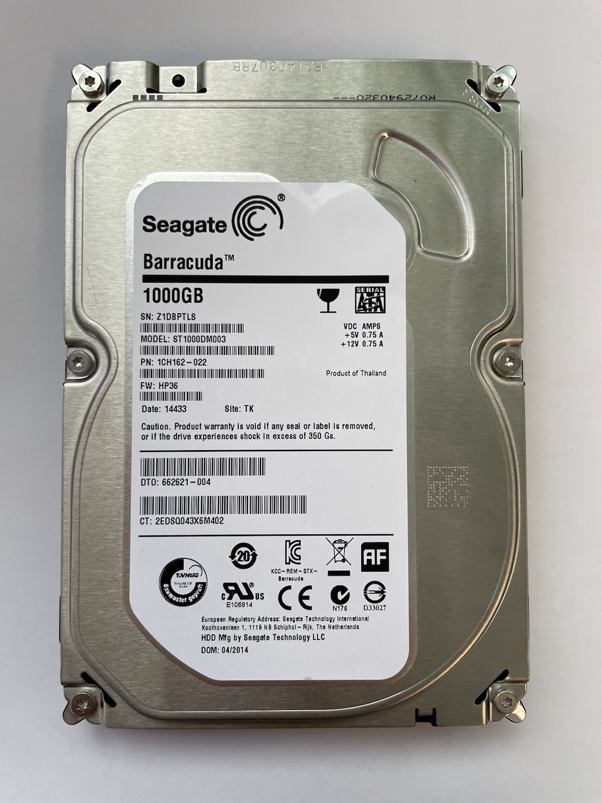 Lot of 2 Seagate Barracuda HDD's 1TB 7200RPM 64MB Cache SATA 3.5in ST1000DM003