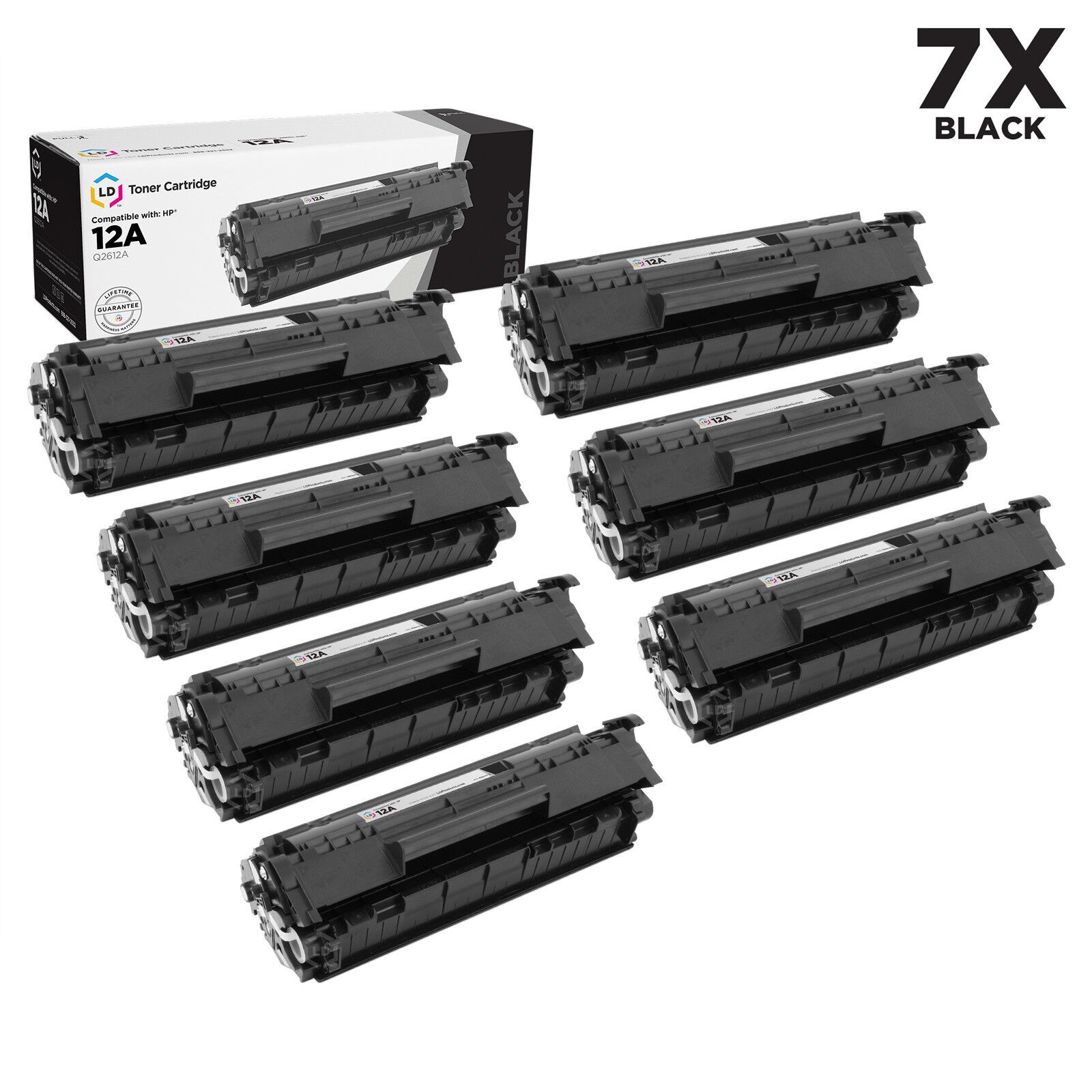 LD 7PK Comp Black Laser Toner Cartridge for HP 12A Q2612A LaserJet 3020 3030
