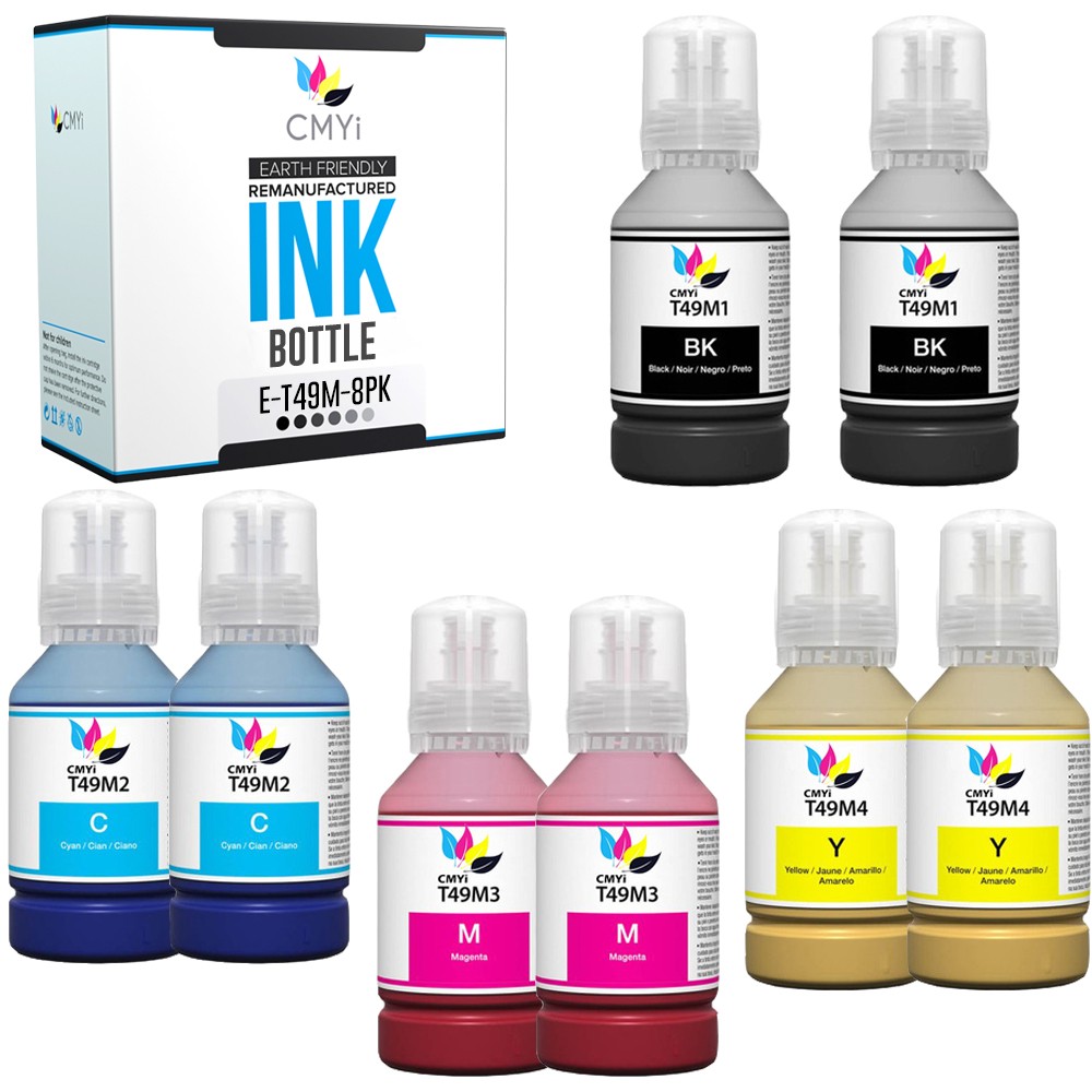 CMYi 8-Pack Compatible Epson T49M Sublimation Ink Bottles for SureColor F170 Pro