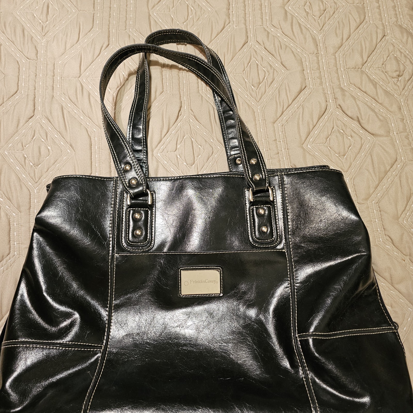 Franklin Covey Black Leather Laptop Bag USED BUT GREAT CONDITION
