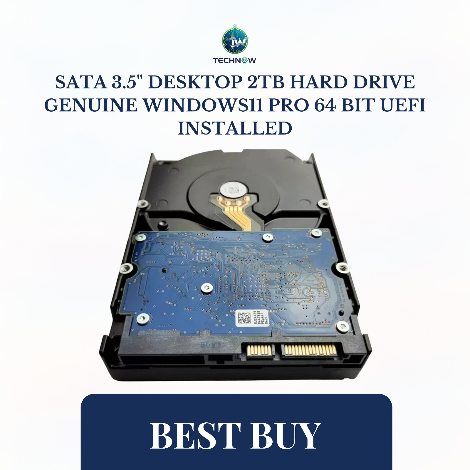 SATA 3.5" Desktop 2TB Hard Drive Genuine Windows11 Pro 64 bit UEFI Installed