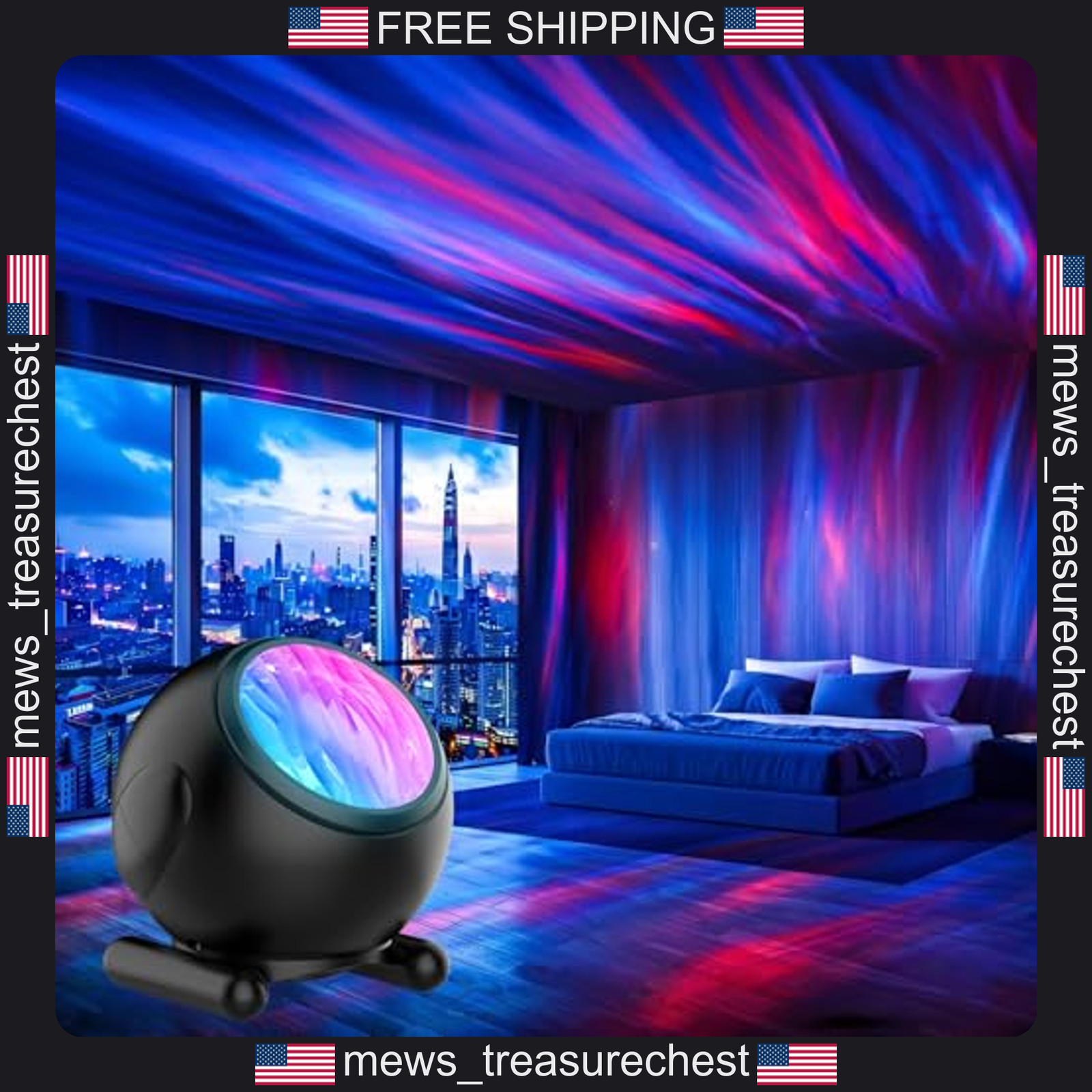 Aurora Light Projector for Bedroom with 7 Dynamic Effects, Remote Control