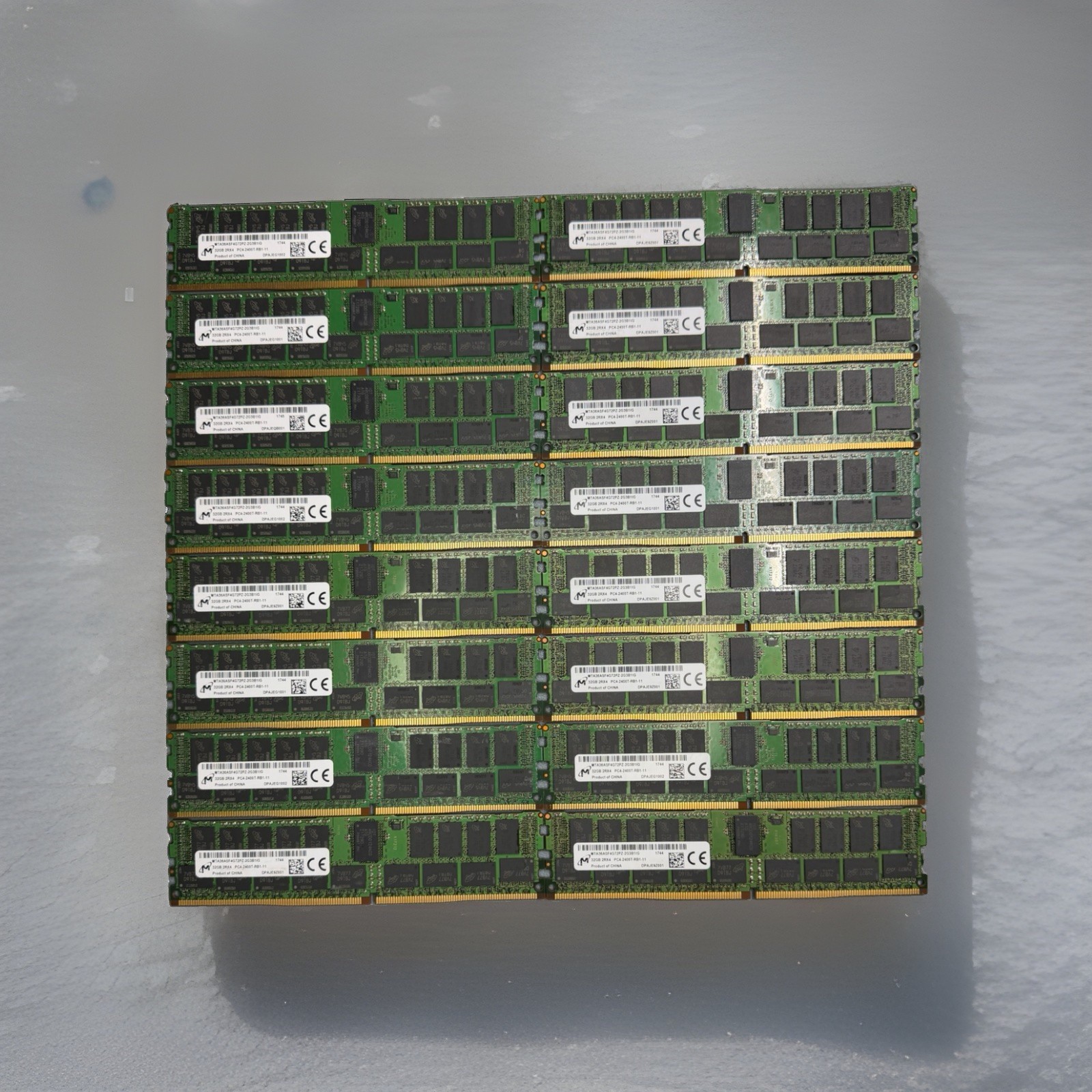 Lot of 16 Micron MTA36ASF4G72PZ-2G3B1IG 32GB 2RX4 PC4-2400T DDR4 ECC Server RAM