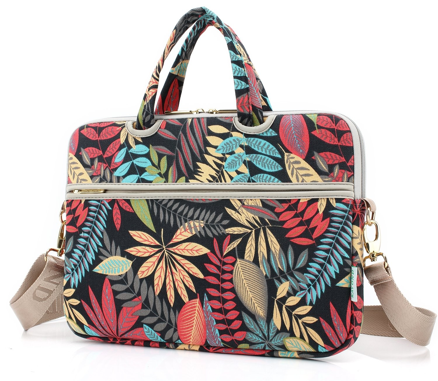 Forest Black Pattern Laptop Shoulder Messenger Bag Sleeve 1515.6 Inch Travel