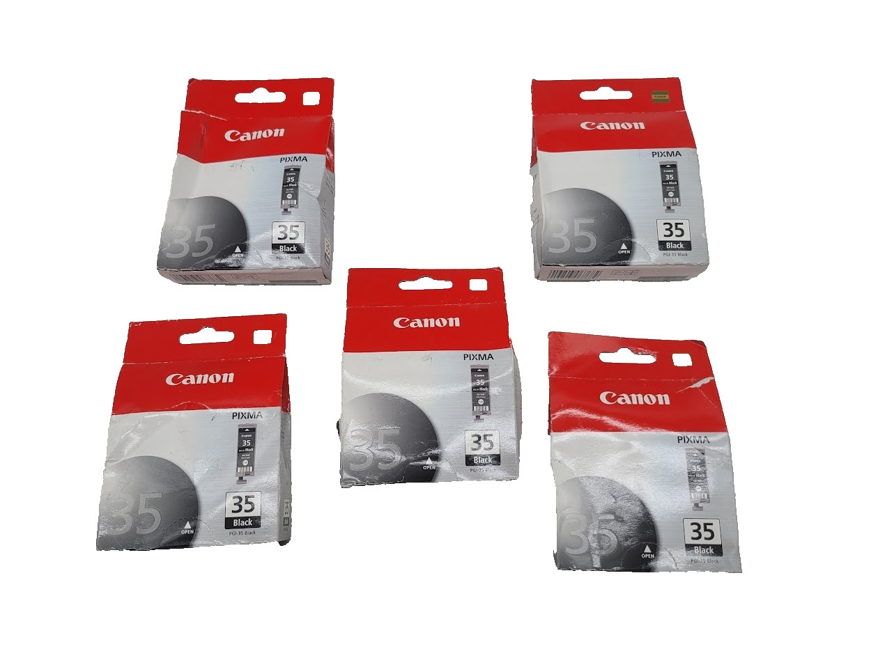 Lot of 5 Canon Pixma 35 Black Ink Tank Cartridge PGI-35