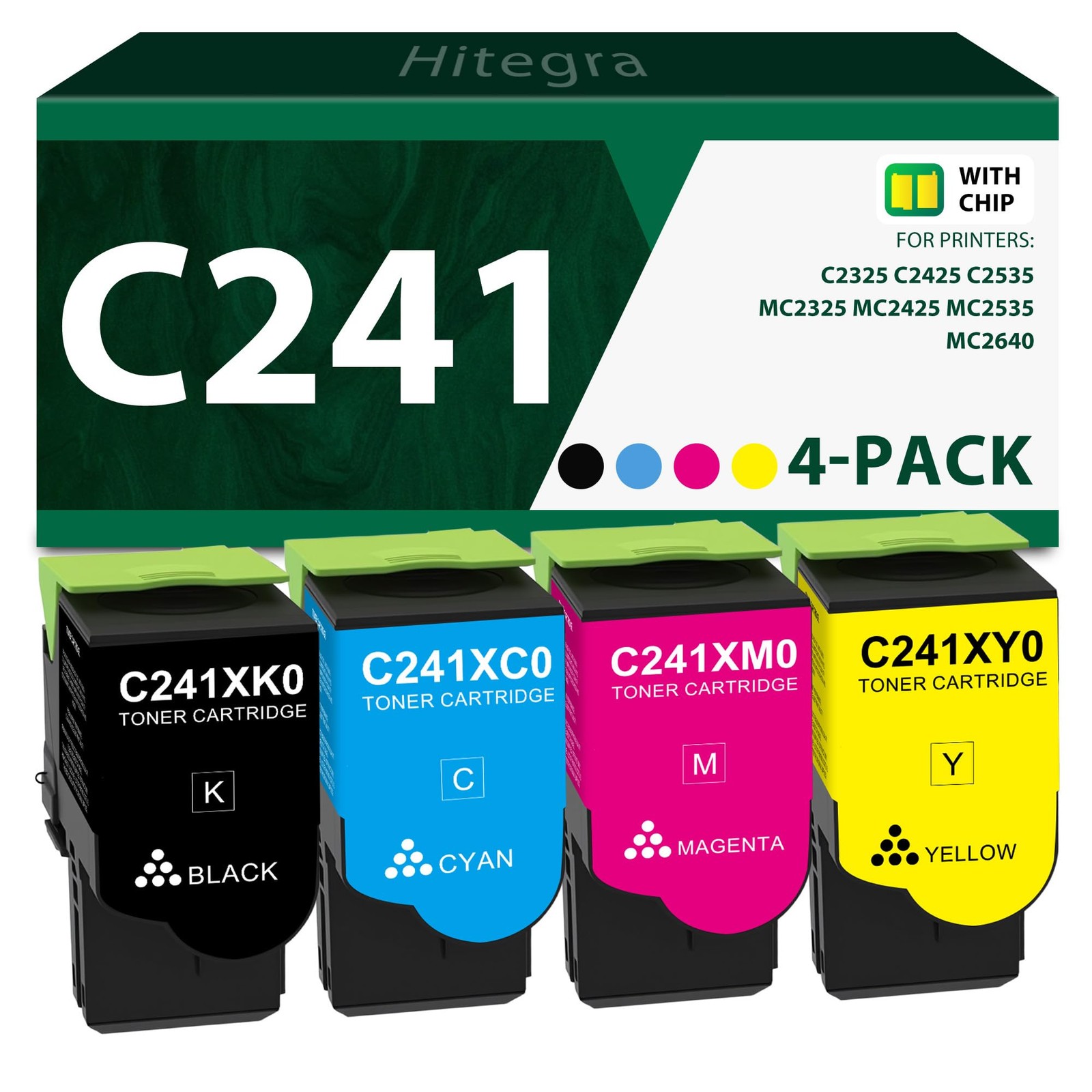Extra High Yield C241 Toner Cartridge (with 4 Pack, Black/Cyan/Magenta/Yellow