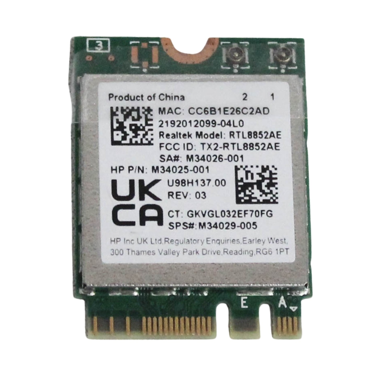 M34026-001 Hp Wireless Lan Card Wlan Realtel Ax 1X2 F 17-Cn0010Nr "GRADE A"