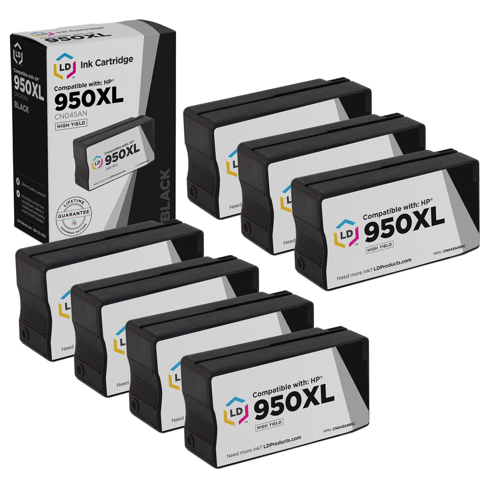 LD Replacement for HP 950XL Ink 7pk Black CN045AN 251dw 276w 8100 8600