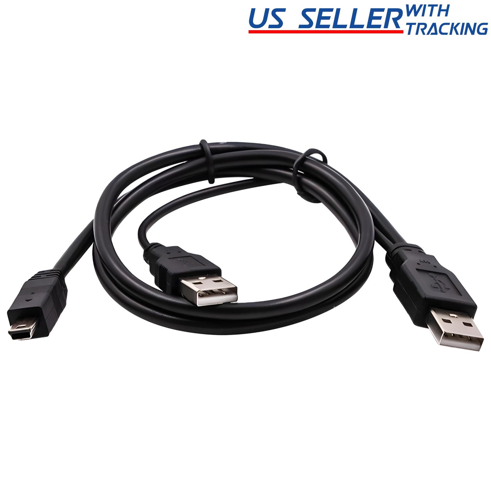 5pcs Mini 5-pin Male To 2x USB2.0 Male Splitter Y Cable 2xUSB + Mini 5pin