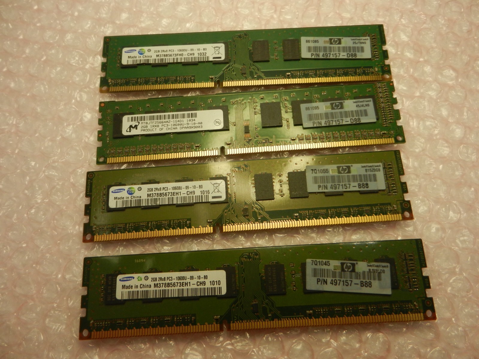 Samsung/Micron 8GB (4 x 2GB) 2Rx8 PC3 - 10600U PC MEMORY RAM HP # 497157-D88