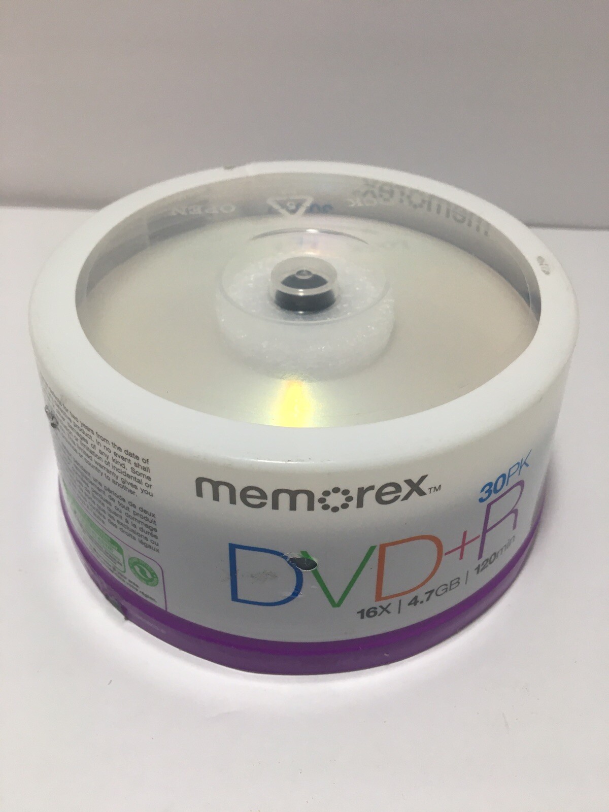 Memorex DVD-R 30Pk 16x4.7GB 120Min Brand New Factory Sealed