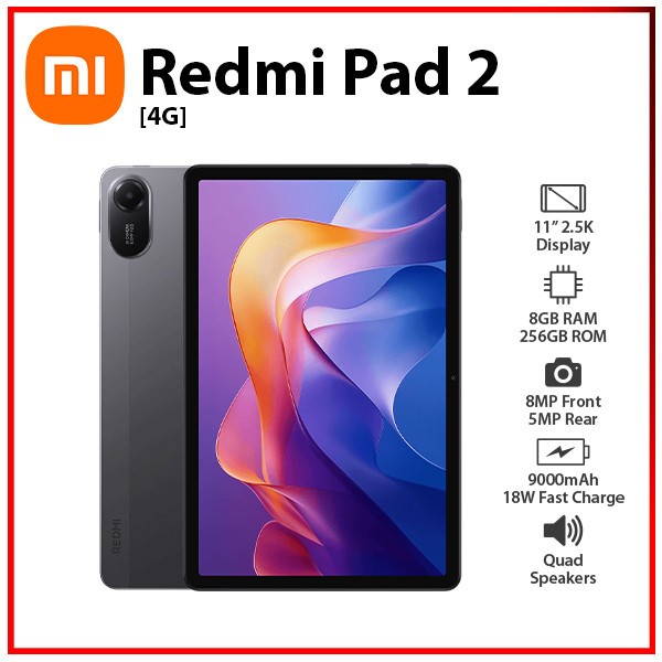 (Wi-Fi+4G) Xiaomi Redmi Pad 2 4G 8GB+256GB GREY Octa Core Android PC Tablet