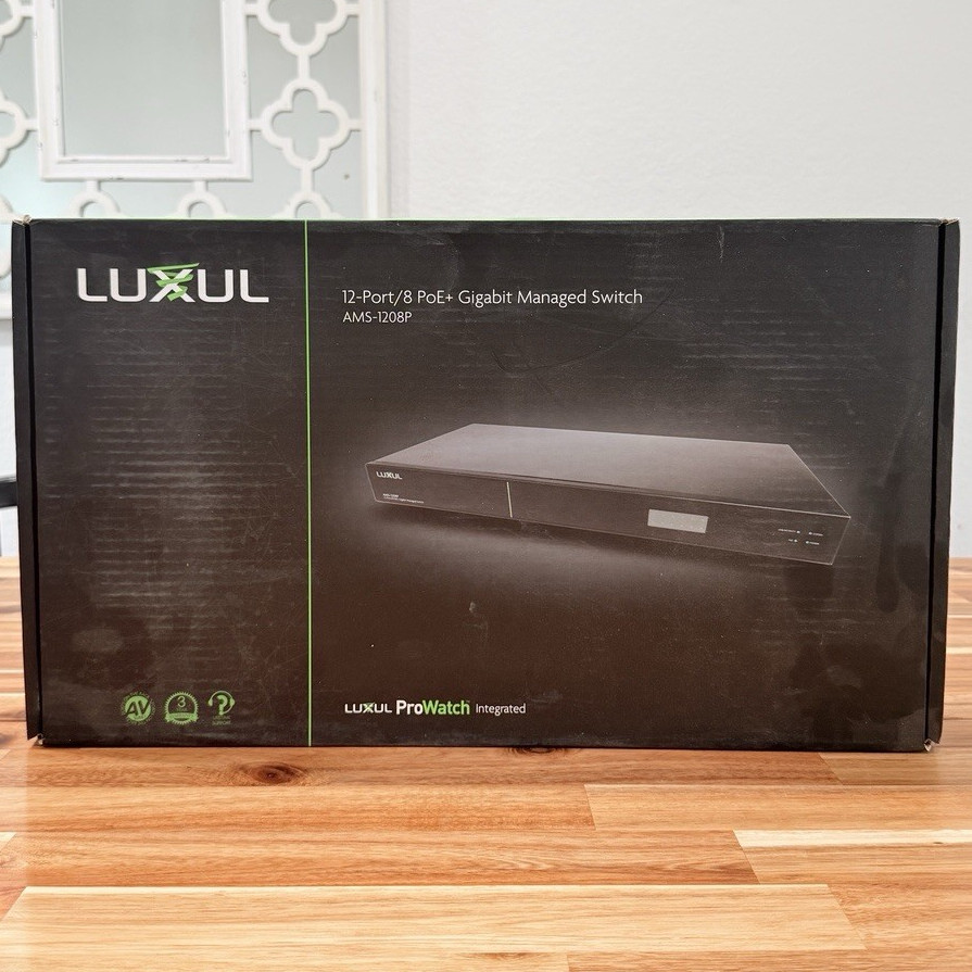 Luxul AMS-1208P 12-Port 8 PoE+ Gigabit Managed Layer 3 Rack Switch SFP