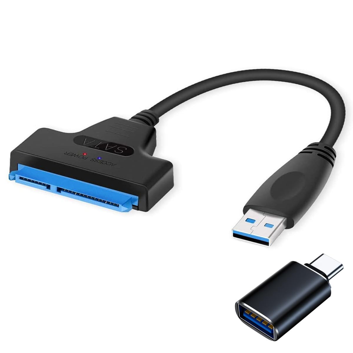 High Speed SATA to USB 3.0 Cable, SATA to USB Adapter for 2.5”SSD & HDD,2in1 ...