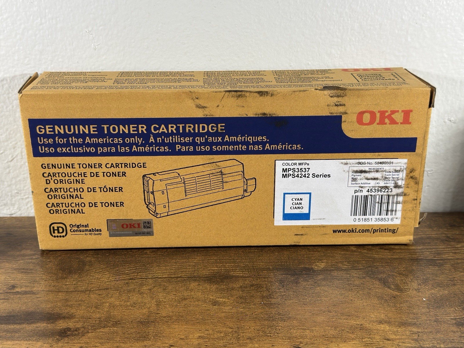OKI Okidata CYAN Toner p/n 45396223, New, Original OEM For: MPS3537, MPS4242 