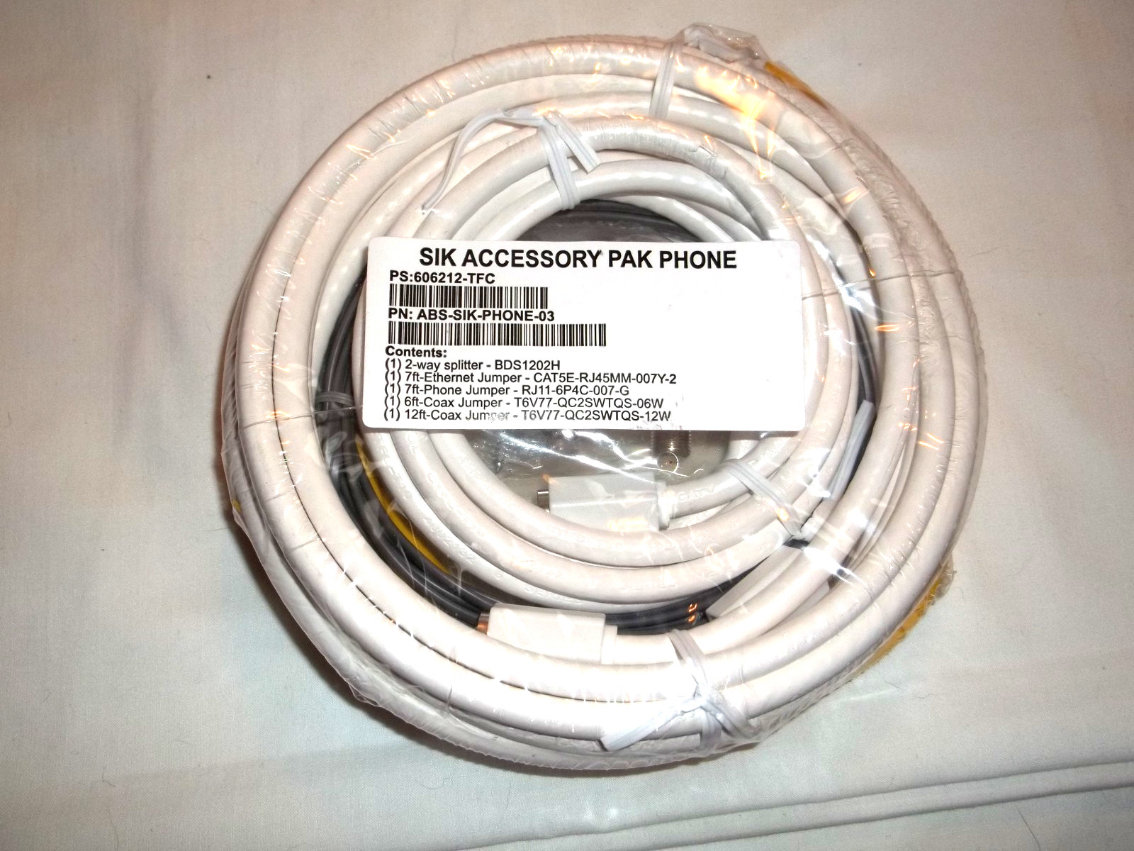 SIK Accessory Pack Phone, 2 Coax 1 ethernet 1 splitter 1 Phone Line NIP NOS