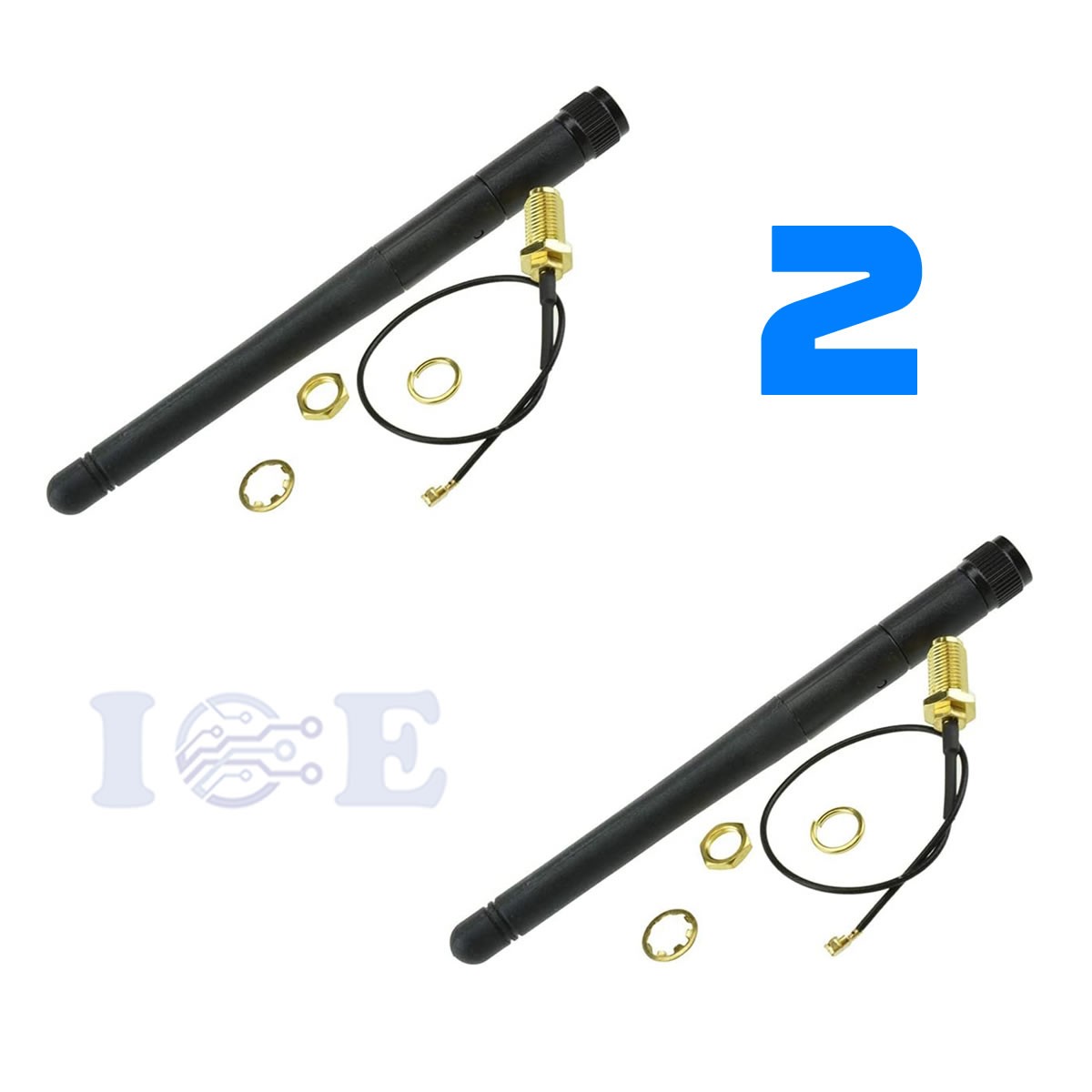 2pcs 2.4ghz Antenna RP-SMA Male + PCI U.FL IPX to RP SMA Male Pigtail Cable WiFi