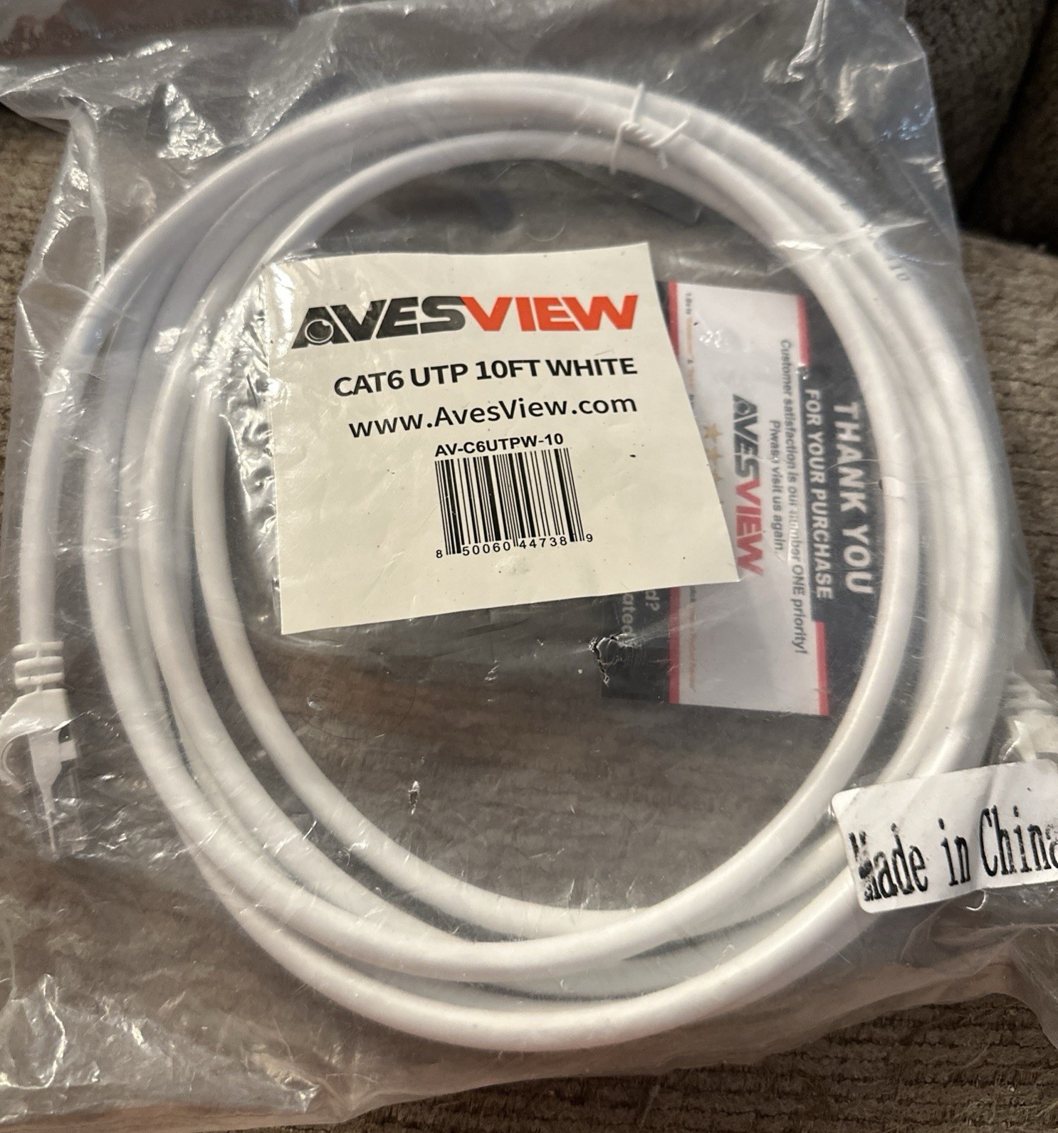 Avesview Cat6 E UTP 10ft White Cable A11