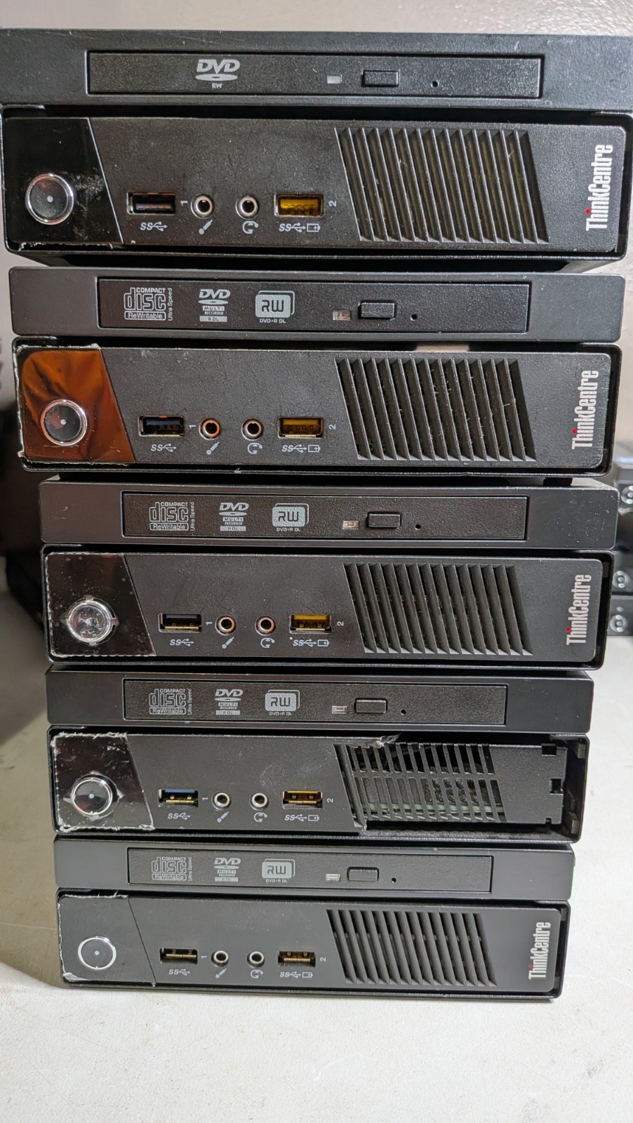 Lot Of 5 Lenovo ThinkCentre M73 Micro PC DVD Burners i5-4570 No RAM, HDD, Or OS 