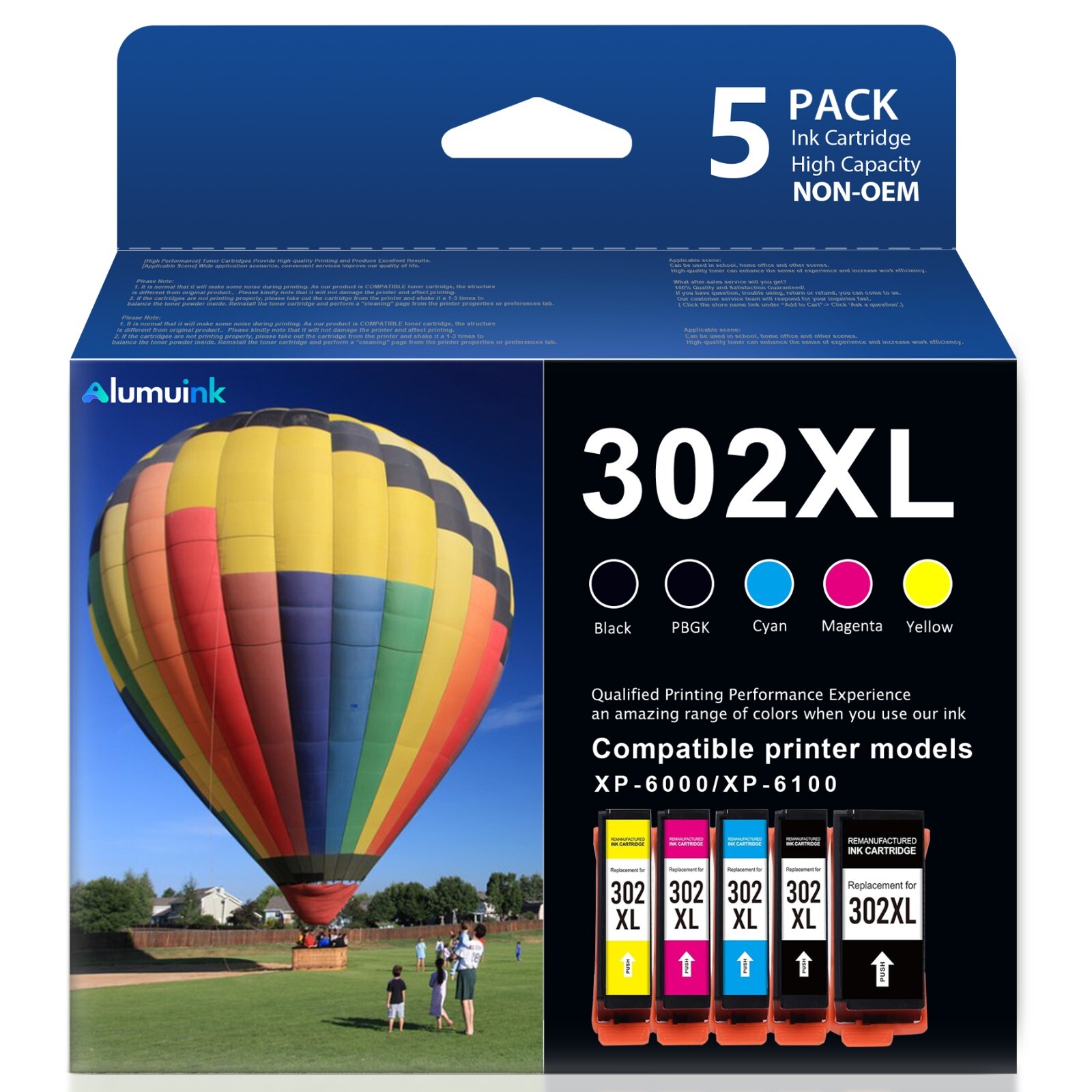302XL T302XL Ink Cartridge for Epson Expression Premium XP-6000 6100 (5 Pack)