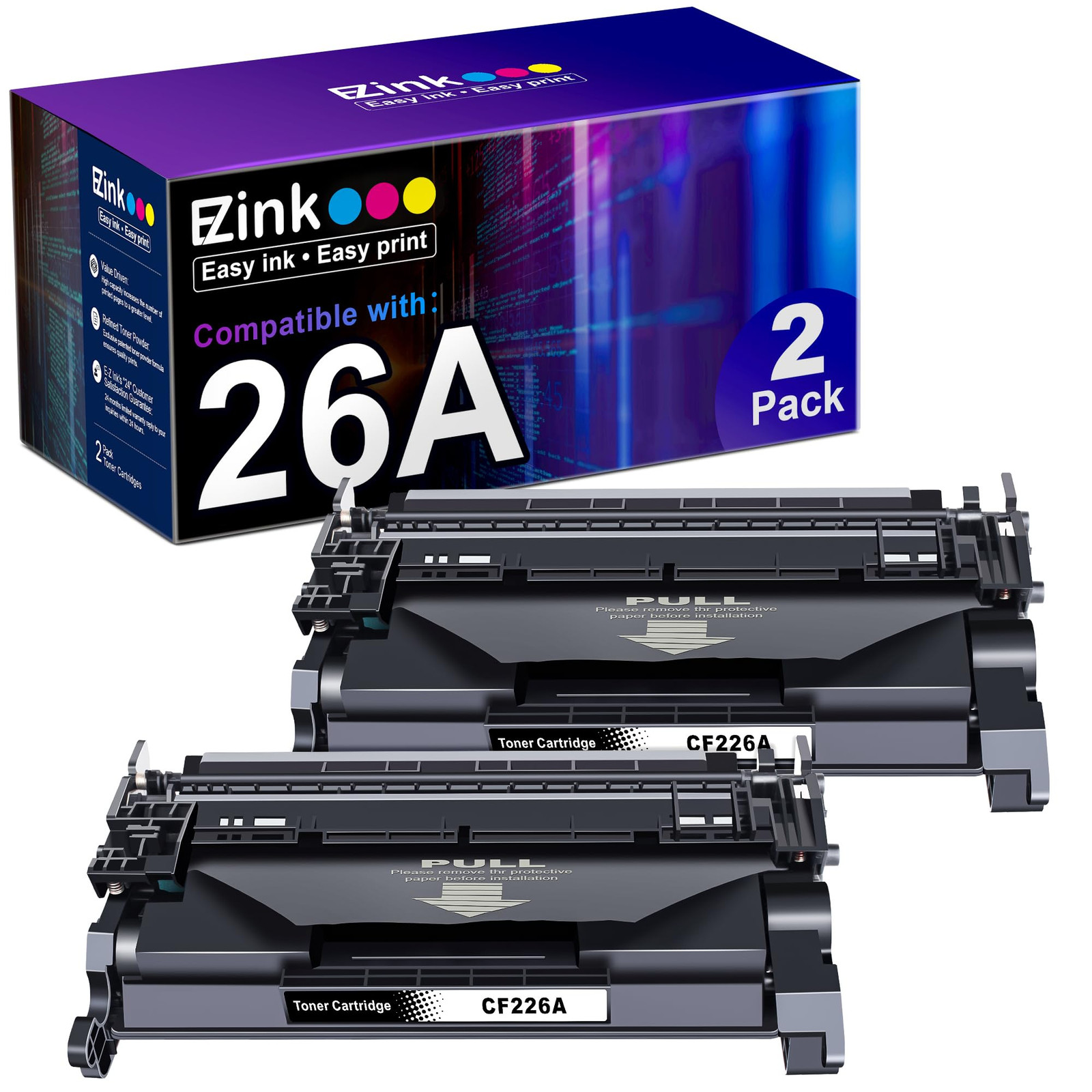 E Z Ink 26A CF226A Compatible Black Laser Printer Toner Cartridges 2 Pack
