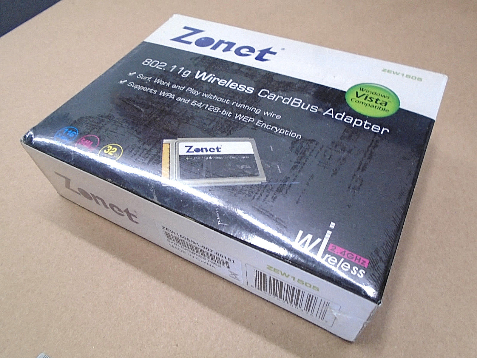Zonet ZEW1505 Wireless CardBus Adapter 802.11g 54Mbps 2.4Hz