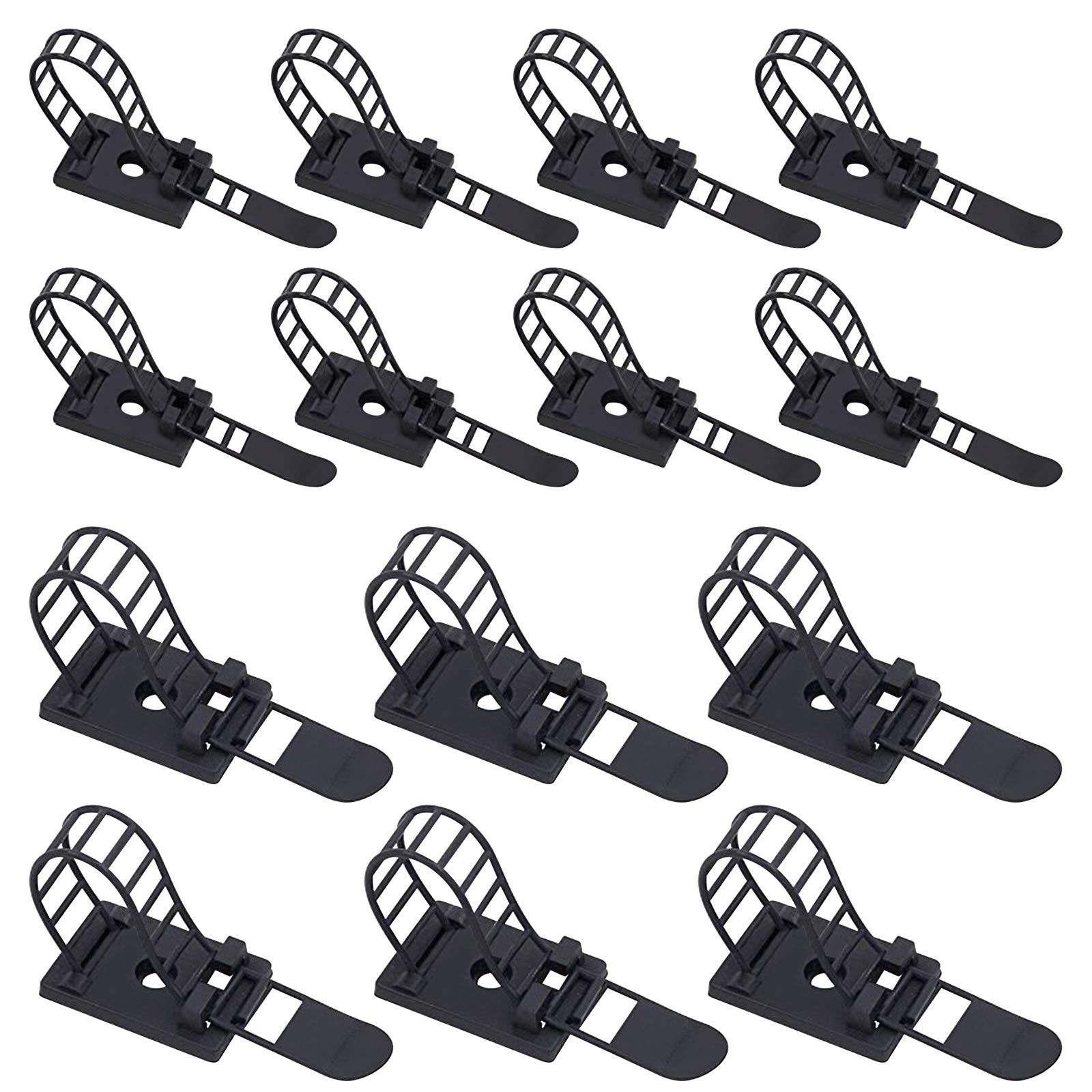 50Pcs Adjustable Self-Adhesive Nylon Cable Straps - Wire Management Ties, 2 Size