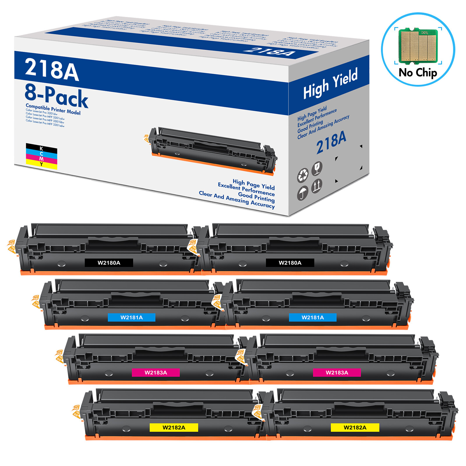 8PK 218A W2180A W2181A W2182A W2183A Toner for HP Pro 3201dw MFP 3301fdw 3301sdw