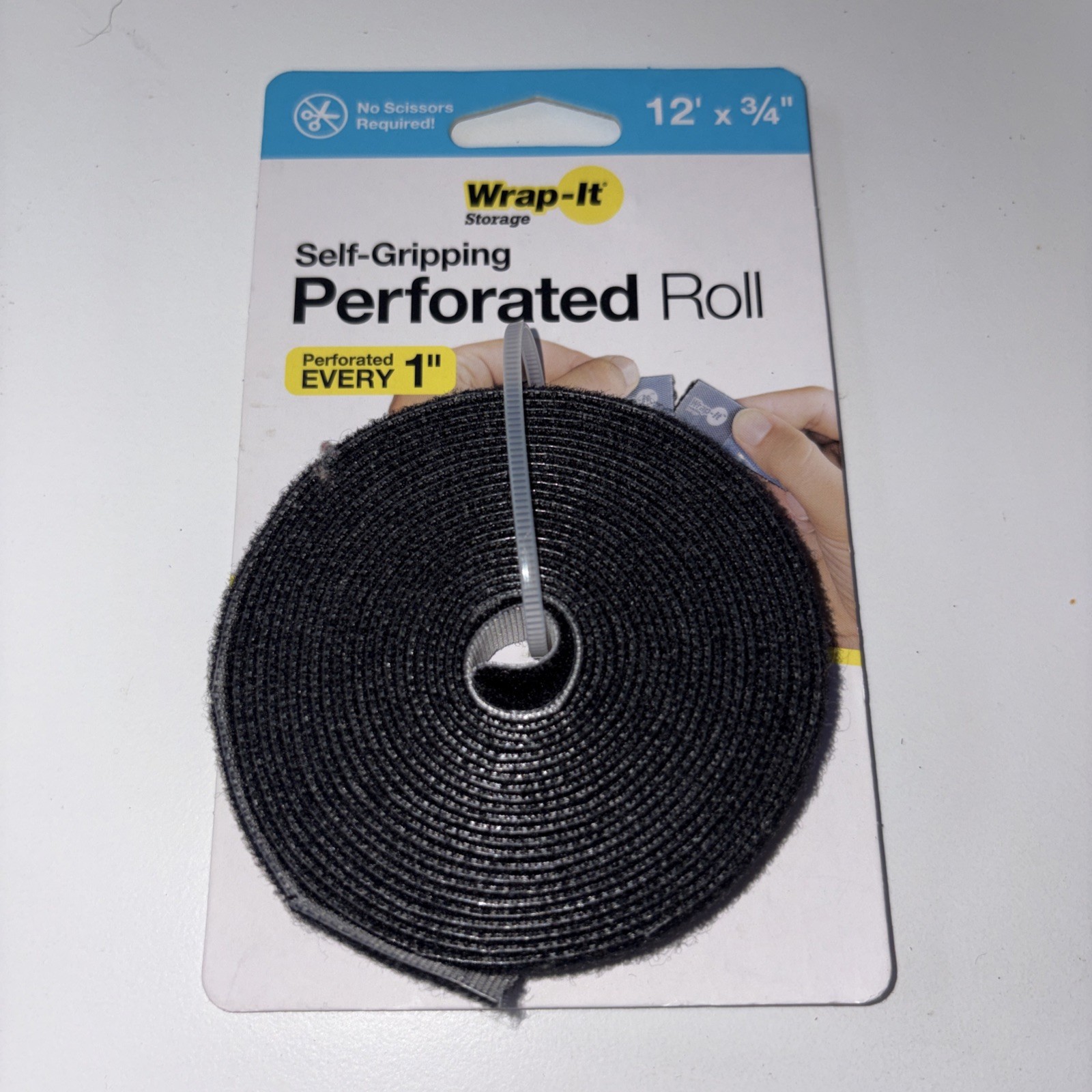 Wrap-It Storage 12-ft Self-Gripping Hook & Loop Perforated Roll – Cords & More