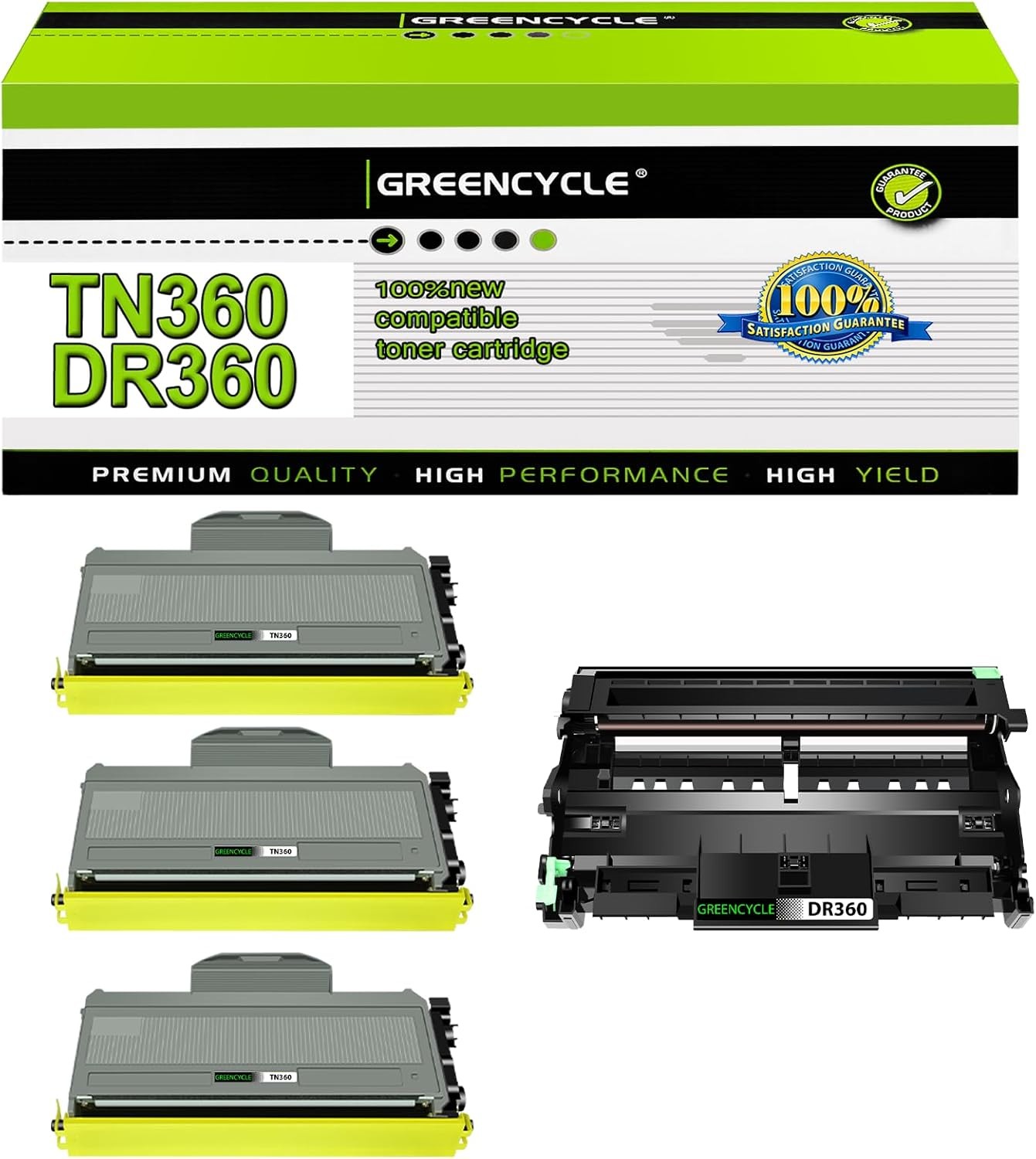 3PK TN360 Toner + 1PK DR360 Drum Fitfor Brother HL-2140 2170W MFC-7340 MFC-7840W