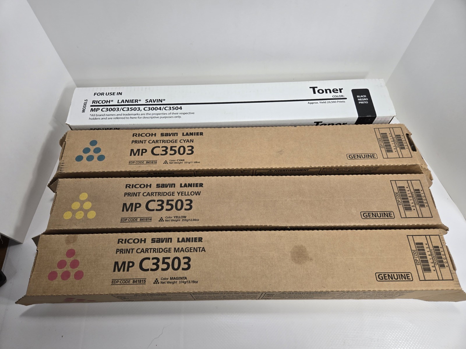 NEW Genuine Ricoh MP C3503 Toner Cartridge Full Set 841813,841814,841815,841816 