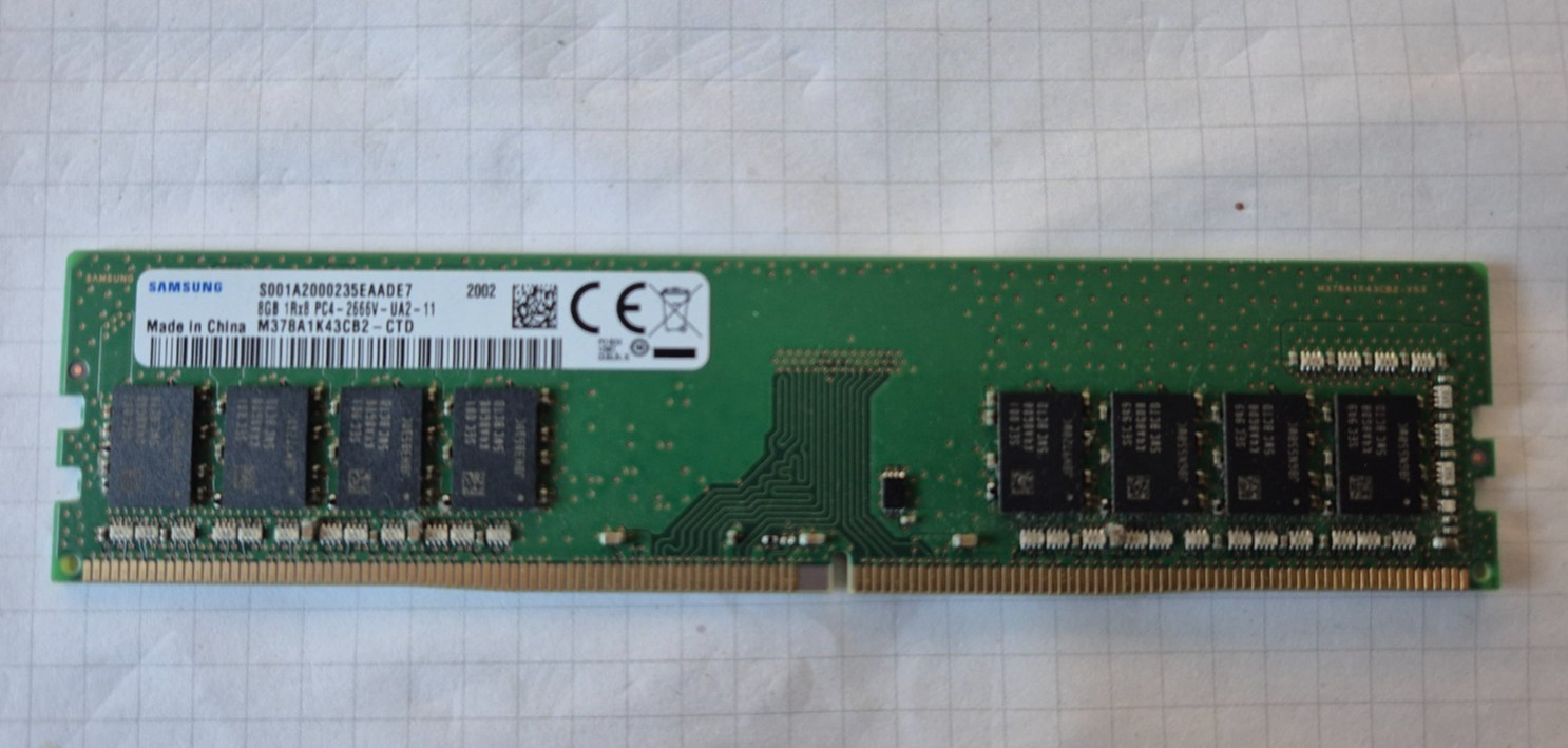 Samsung DDR4 8GB 2666MHz PC4-2666V-UA2-11 1Rx8 Memory RAM M378A1K43CB2-CTD