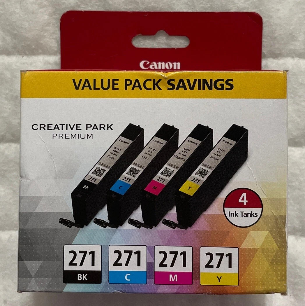 Canon 271 Black Cyan Magenta Yellow Ink Set 0390C005 Sealed Retail Box 