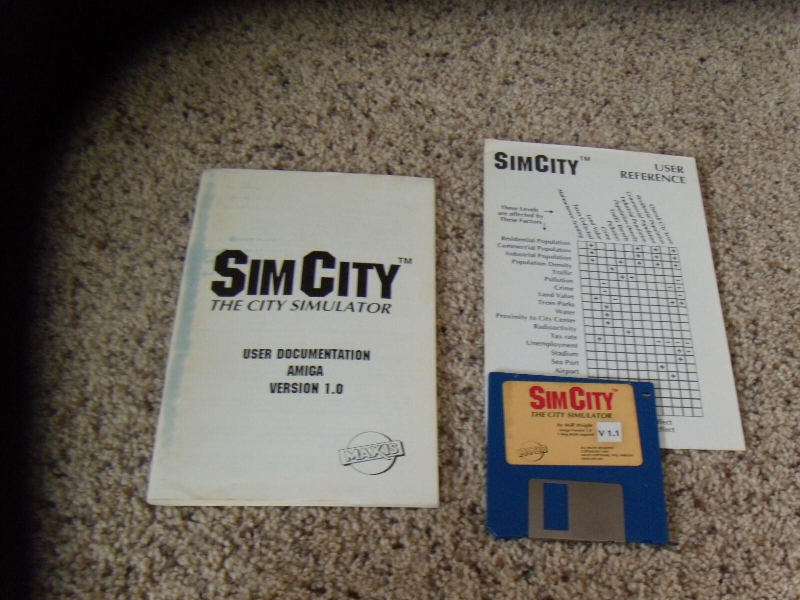 Sim City The Sim City Simulator V 1.1 Commodore Amiga with manual 