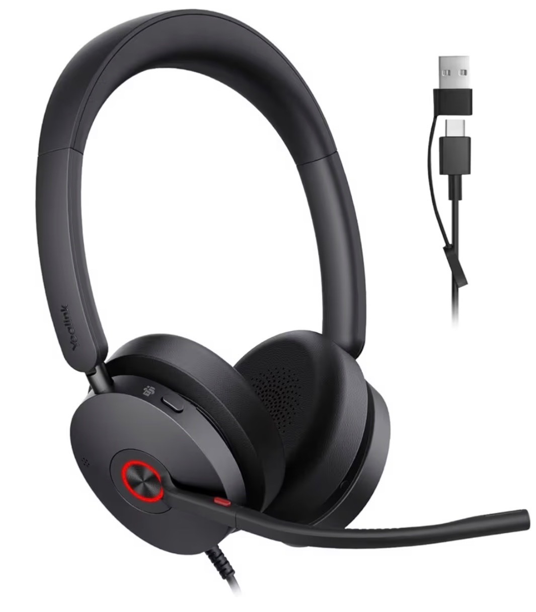 UH48 ANC Wired USB-C/A Headset with 6 AI Noise Canceling Microphones, Teams & Zo