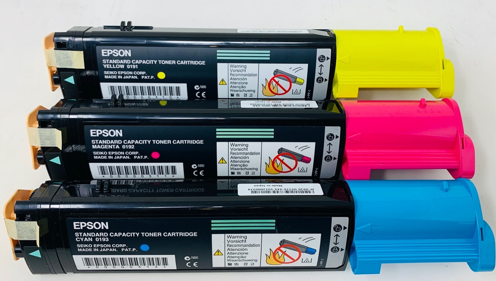 EPSON 0191 0192 0193 GENUINE YELLOW/MAGENTA/CYAN TONER ACULASER C1100N/CX11N
