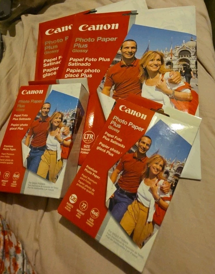 4 Pkgs Canon Photo Paper Plus Glossy 2 8.5x11 20 Sheets Ea/2 4x6 120 Sheets Each
