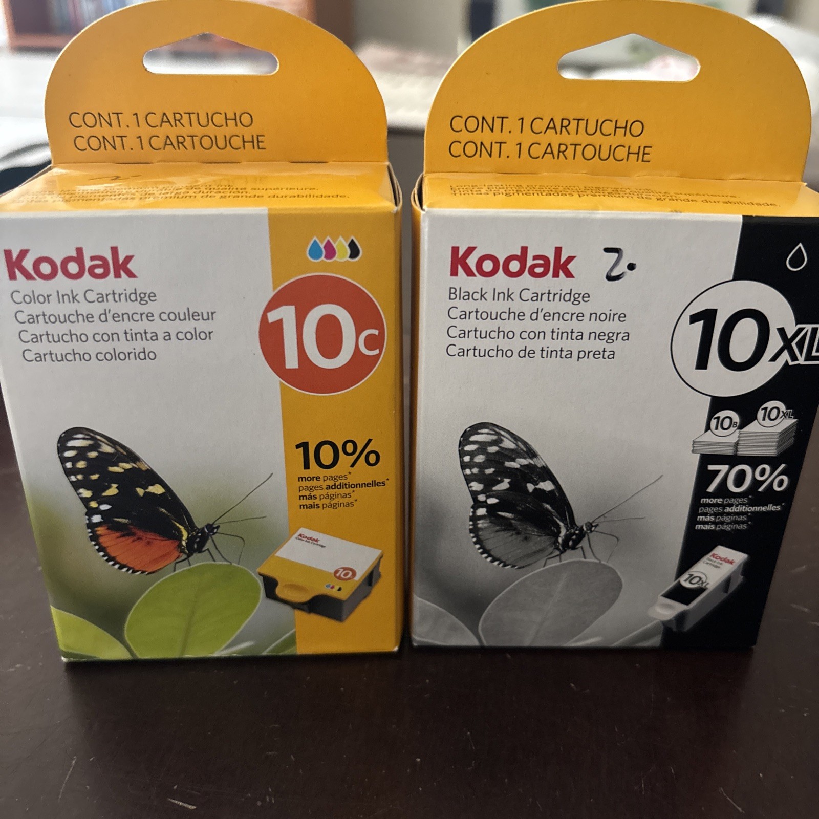 Kodak 10B XL  Black & 10C Color Ink Cartridge New Factory Sealed Ink combo lot 