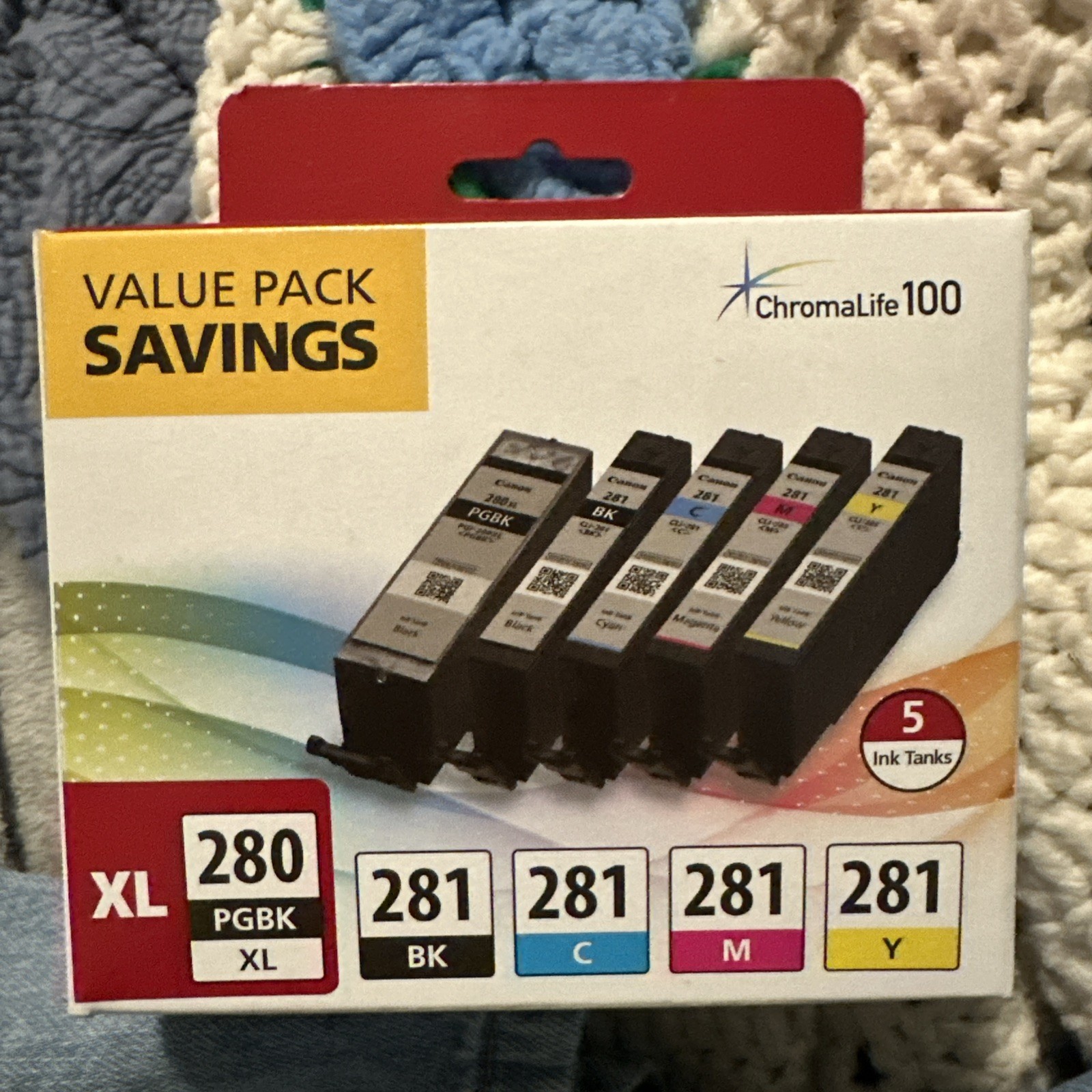 Genuine Canon 280 281 Ink Cartridges Combo-B/C/M/Y) Setup For TS8220 TS8120-5PK